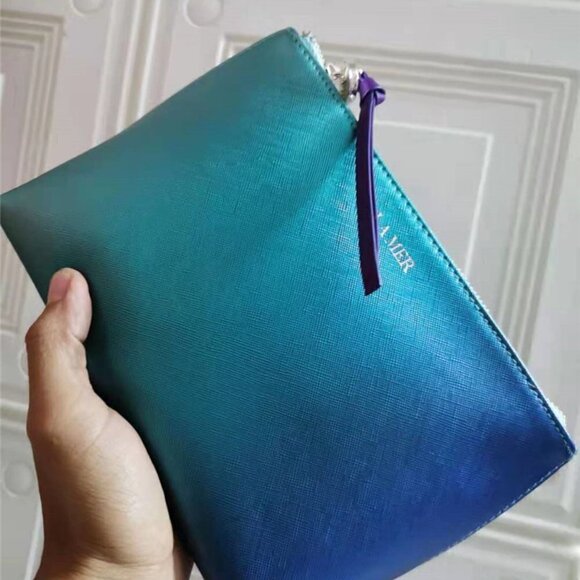 New LA MER Luxury blue green cosmetic pouch - Picture 3 of 7